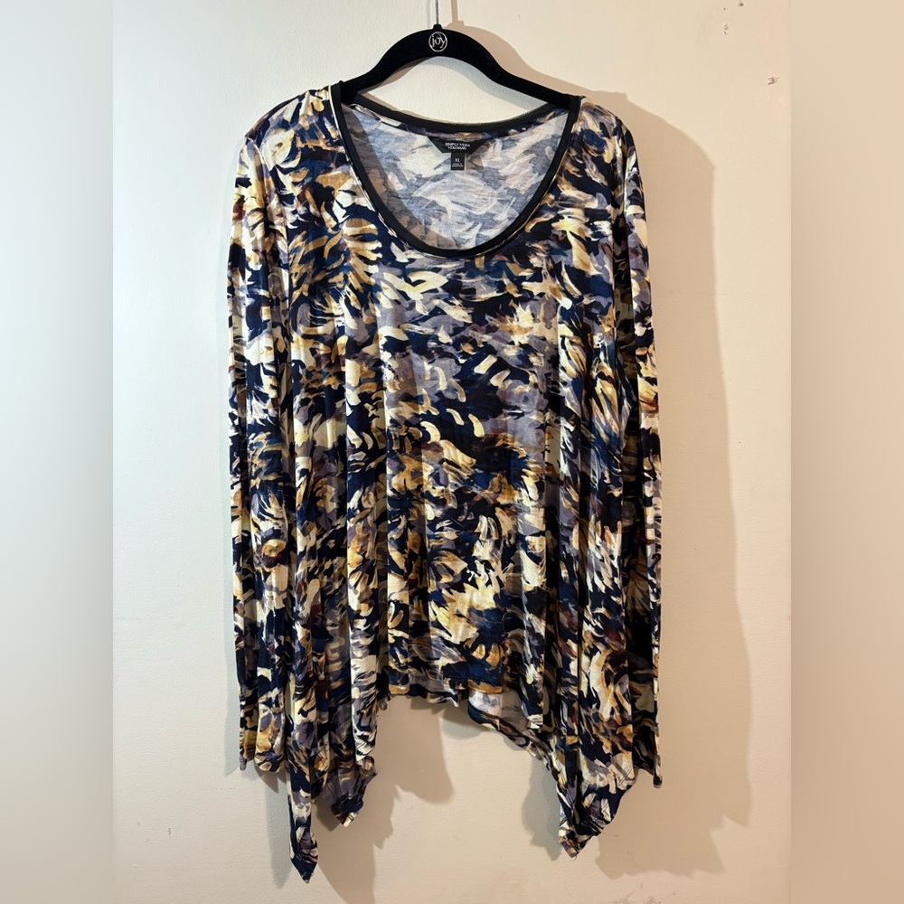 Simply Vera Vera Wang Women’s XL long‎ sleeve scoop neck tunic multicolored top